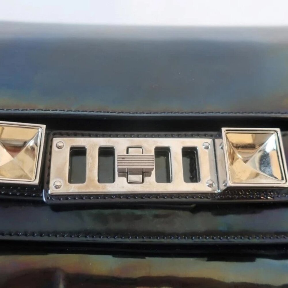 Authentic Proenza Schouler PS11 Black Holographic Patent Leather Shoulder Bag - Picture 8 of 16